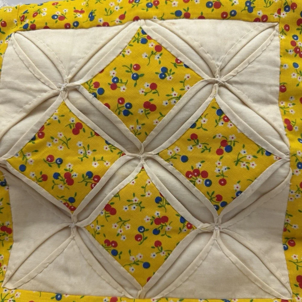 Cathedral Window Quilt Pattern Throw Pillow Handmade 12